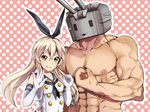  1girl :d abs anchor_hair_ornament blonde_hair blush breasts buttons elbow_gloves gloves grin hair_ornament kantai_collection long_hair looking_at_viewer machinery muscle nipples open_mouth parabora_(nipplemokuba) personification rensouhou-chan robot school_uniform serafuku shimakaze_(kantai_collection) shirt sleeveless sleeveless_shirt small_breasts smile teeth turret upper_body veins very_long_hair white_gloves white_shirt yellow_eyes 