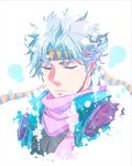  blue_hair blue_jacket caesar_anthonio_zeppeli facial_mark hachi_(gaoo) headband jacket jojo_no_kimyou_na_bouken male_focus solo 