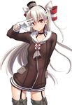  amatsukaze_(kantai_collection) aya_shachou blush breasts brown_eyes choker dress garter_straps gloves highres kantai_collection long_hair looking_at_viewer sailor_dress see-through short_dress silver_hair single_glove small_breasts solo thighhighs two_side_up very_long_hair zettai_ryouiki 