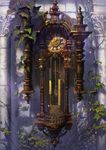  analog_clock clock highres no_humans original pendulum pendulum_clock plant reishin_(tenpurasoba) roman_numerals silk spider_web 