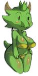  big_breasts bikini blush breasts cleavage clothed clothing crown female green_skin horn kobold lizard reptile royalty scalie skimpy solo swimsuit towergirls 