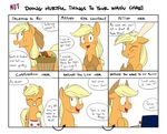  applejack_(mlp) apron blonde_hair cowboy_hat dialog earth_pony english_text equine eyes_closed female feral freckles friendship_is_magic fruit fur hair happy hat horse mammal my_little_pony one_eye_closed open_mouth orange_fur pony ring solo speech_balloon teeth text unknown_artist wink 