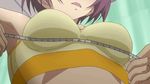  aikawa_kiyoka animated animated_gif bouncing_breasts breasts bust_measuring infinite_stratos measuring medium_breasts open_mouth purple_hair tape_measure 