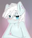  blue_eyes blush ear_piercing equine female hair hi_res horse looking_at_viewer majikplant420 mammal my_little_pony piercing plain_background pony solo volt_splicer white_hair 