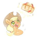  apple applejack_(mlp) blonde_hair blue_eyes cowboy_hat equine female food friendship_is_magic fruit fur green_eyes hair hat horse mammal my_little_pony open_mouth orange_fur pancake picorna pony solo syrup tongue tongue_out 