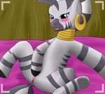  absurd_res blush clitoris equine fableiii female friendship_is_magic fur grey_fur hair hi_res hooves mammal masturbation my_little_pony on_bed open_mouth piercing presenting pussy pussy_juice smile solo two_tone_hair wet_pussy zebra zecora_(mlp) 