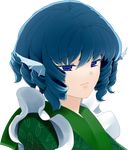  animal_ears blue_eyes blue_hair drill_hair frown head_fins highres japanese_clothes masami_t short_hair solo touhou transparent_background wakasagihime 