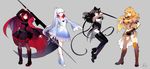  black_hair blake_belladonna blonde_hair einlee gray_eyes long_hair pantyhose purple_eyes red_hair ruby_rose rwby scythe short_hair sword thighhighs weapon weiss_schnee white_hair yang_xiao_long yellow_eyes 