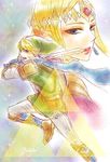  1boy 1girl character_name link nintendo pixiv_manga_sample princess_zelda scarf the_legend_of_zelda triforce zelda_musou 