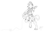  chasington clothed clothing electric_guitar eyes_closed male mammal monochrome plain_background sketch white_background wristband 