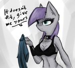  anthro anthrofied blue_eyes bra breasts cleavage clothed clothing collar dialog earth_pony english_text equine eyeshadow female friendship_is_magic hair horse makeup mammal maud_pie_(mlp) my_little_pony navel ninjapony pony purple_hair shirt solo text underwear 