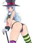  antennae ass bad_id bad_pixiv_id bare_shoulders bent_over blue_eyes blue_hair blush buttons cane cosplay eyelashes gloves happinesscharge_precure! happy hat hosshiwa light_blue_hair looking_at_viewer looking_back mogiki_hayami namakeruda namakeruda_(cosplay) precure simple_background smile solo standing striped striped_legwear thighhighs thighs top_hat tsurime vest white_background white_gloves wrist_cuffs 