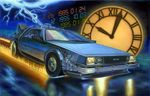  back_to_the_future car clock delorean electricity fire koizumi_kazuaki_production motor_vehicle time_travel vehicle 