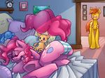  bedroom blush cutie_mark duo equine female friendship_is_magic fur hair hooves horse male mammal mr_cake_(mlp) my_little_pony on_bed open_mouth orange_hair panties photo pink_fur pink_hair pinkie_pie_(mlp) pony raised_tail sleeping smile stoney-pony striped_panties stuffed_animals underwear yellow_fur 