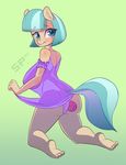  anthro anthrofied barefoot big_breasts blue_eyes blue_hair breasts clothed clothing coco_pommel_(mlp) dildo earth_pony equine female friendship_is_magic green_background hair horse huge_breasts insertion kneeling looking_at_viewer mammal masturbation my_little_pony penetration plain_background pony sex_toy side_boob silentpon3 solo 