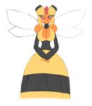  bee big_breasts bit-small bitsmall blush breasts cleavage clothed clothing cute female hi_res insect nintendo plain_background pok&#233;mon pok&eacute;mon red_eyes solo vespiquen video_games wings 