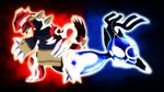  alpha body_markings duo glowing groudon invalid_color invalid_tag kyogre legendary_pok&#233;mon lengedary markings nintendo omega pok&#233;mon pok&eacute;mon primal_groudon primal_kyogre spikes teeth unknown_artist video_games 