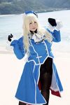  1girl asian atago_(kantai_collection) atago_(kantai_collection)_(cosplay) blonde_hair chouzuki_maryou cosplay gloves kantai_collection military military_uniform personification photo plump solo uniform 