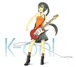  bad_id bad_pixiv_id black_hair boots brown_eyes high_heels instrument k-on! long_hair nakano_azusa ryunosuke shoes solo twintails 