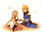  1girl artist_request blonde_hair boots brown_hair couple emil_castagnier flower gloves hair_ornament hetero knee_boots marta_lualdi scarf smile tales_of_(series) tales_of_symphonia tales_of_symphonia_knight_of_ratatosk 