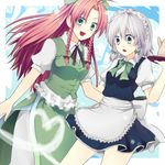  bad_id bad_pixiv_id hairband hong_meiling izayoi_sakuya kanaritu maid multiple_girls red_hair ribbon silver_hair touhou 