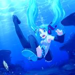  aqua_hair bad_id bad_pixiv_id blue_eyes boots hands hatsune_miku long_hair solo takeda_yukimura thigh_boots thighhighs twintails underwater vocaloid wet wet_clothes 