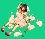  animal_ears bad_id bad_pixiv_id black_hair bunny bunny_ears carrot goruti inaba_tewi red_eyes short_hair solo too_many too_many_bunnies touhou 