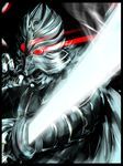  glowing glowing_eyes highres jorogumo karas mask otoha_(karas) solo sword weapon 