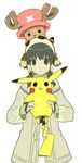  bad_id bad_pixiv_id creature crossover gen_1_pokemon green_eyes green_hair hair_tubes hat ion kasapati3688 male_focus one_piece ootani_ikue pikachu pink_hat pokemon pokemon_(creature) seiyuu_connection sidelocks tales_of_(series) tales_of_the_abyss tony_tony_chopper white_background 
