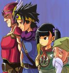  3boys black_eyes black_hair dragon_quest dragon_quest_iii fighter_(dq3) mage_(dq3) male_focus manly multiple_boys neko_(hansinn) roto soldier_(dq3) twintails 