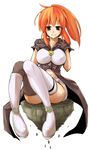  aguhari bad_id bad_pixiv_id boots breasts brown_eyes gloves large_breasts orange_hair ponytail psyren sitting smile solo tenjuin_marie thigh_boots thighhighs 
