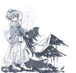  bad_id bad_pixiv_id blood blue komeiji_satori monochrome multiple_girls reiuji_utsuho sketch touhou yutapo 