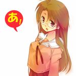  a abi azumanga_daiou brown_eyes brown_hair glasses long_hair mizuhara_koyomi school_uniform solo 