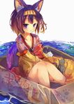  animal_ears blush box female flat_chest fox fox_ears hairband hatsuse_izuna japanese_clothes kimono loli no_game_no_life purple_hair resized short_hair tail wet zzzzxxx2010nian 