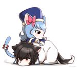  animalization black_hair blue_hair cat coat dog fairy_tail gray_fullbuster hat juvia_loxar kimjae737 ng_(kimjae737) no_humans tail 