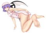  :o alternate_costume animal_print bare_legs barefoot bat_print bat_wings breasts china_dress chinese_clothes cookin covered_nipples dress feet full_body hat looking_at_viewer medium_breasts mob_cap no_panties open_mouth remilia_scarlet short_hair simple_background soles solo toes touhou white_background wings 