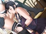  1girl :&gt;= alice_(lewdness) bangs black_hair blue_hair blush bow breasts censored cleavage dutch_angle empress_(studio) eye_contact fellatio femdom fingernails futa_with_female futanari game_cg hair_bow hand_on_thigh heavily_censored highres himeno_yuria indoors large_breasts lewdness lips long_hair looking_at_another miniskirt mosaic_censoring naughty_face navel newhalf oral panties panties_around_leg pleated_skirt sailor_collar saliva school_uniform sei_shoujo skirt skirt_lift thick thick_thighs thighhighs thighs underwear wrist_cuffs 
