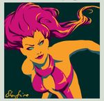  1girl alien bare_shoulders character_name dc_comics female green_eyes long_hair lowres solo starfire 