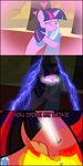  &lt;3 angry blue_body blue_hair blush dialog english_text equine eyes_closed facial_hair female friendship_is_magic genie glowing glowing_eyes group hair horn horse hug lightning male mammal mustache my_little_pony navitaserussirus open_mouth original_character pony purple_body purple_hair size_difference smile teeth text trixie_(mlp) twilight_sparkle_(mlp) two_tone_hair unicorn white_eyes 