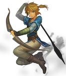  arrow bad_id bad_twitter_id blonde_hair blue_eyes bow_(weapon) gloves link long_hair male_focus mimme_(haenakk7) pointy_ears ponytail solo the_legend_of_zelda the_legend_of_zelda:_breath_of_the_wild weapon 