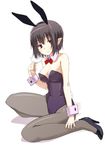  animal_ears black_hair black_legwear bow bowtie breasts bunny_ears bunny_girl bunny_tail bunnysuit cl_(h-sys.) cup detached_collar drinking_glass glass high_heels leotard looking_at_viewer medium_breasts pantyhose pointy_ears red_eyes shameimaru_aya short_hair simple_background sitting smile solo tail touhou white_background wine_glass wrist_cuffs 