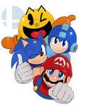  4boys :d android bald blue_eyes capcom clenched_hand clothed clothing crossover epic eric_lowery facial_hair fist fur gloves group hair happy hat headgear hedgehog hi_res human long_nose looking_at_viewer looking_up male mammal mario mario_bros mega_man_(character) mega_man_(series) multiple_boys mustache namco nintendo nude one_eye_closed open_mouth overalls pac-man pac-man_(game) pac-man_(series) plumber quills raised_arm rockman rockman_(character) sega shirt short_hair simple_background smile sonic sonic_(series) sonic_the_hedgehog sssonic2 super_mario_bros. super_smash_bros super_smash_bros. teeth thumbs-up thumbs_up tongue video_games white_background white_gloves wink 