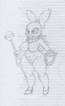  bow breasts female koopalings lips mario_bros monochrome necklace nintendo nipples polearm solo staff thick_thighs unknown_artist video_games wendy_o_koopa wide_hips 