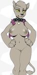  anthro breasts canine collar crossgender diamond_dog_(mlp) dog ear_piercing female friendship_is_magic fur grey_fur grey_hair hair hand_on_hip mammal my_little_pony navel niis nipples piercing pussy rover_(mlp) solo 