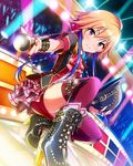  artist_request bowler_hat braid concert hat high_heels idolmaster idolmaster_cinderella_girls looking_at_viewer microphone multicolored_hair nail_polish ninomiya_asuka official_art orange_hair plaid plaid_skirt purple_eyes skirt smile solo thighhighs 