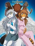 anthro back_turned behind black_fur blue_background boxers bra brown_fur brown_hair brown_nose canine chest_tuft clothed clothing comic_cover cover dead ears_down edit fangs feline female floating flora_(twokinds) fluffy_tail fox from fur grey_fur group hair hybrid kathrin_(twokinds) keidran laura_(twokinds) long_hair mammal natani needle nishizumi77 open_mouth orange_fur pajamas pink_nose plain_background pregnant raine_(twokinds) sad sewing short_hair silver_hair skimpy spirit spots stripes tears thread tom_fischbach tongue tuft twokinds underwear webcomic white_feathers white_fur wings wolf worried yellow_eyes 