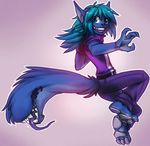  blue_fur canine clothed clothing cyan_hair fox fur hair hands long_hair male mammal open_mouth paws tail_mouth varion zummeng 
