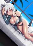  bikini breasts caffein cleavage highres large_breasts long_hair red_eyes silver_hair solo swimsuit vocaloid voyakiloid yowane_haku 