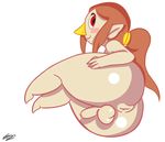  balls beak blush brown_hair butt dickgirl djmixen girly hair intersex legend_of_zelda looking_at_viewer male medli nintendo nude penis ponytail presenting presenting_hindquarters red_eyes rito smile solo the_legend_of_zelda uncut video_games wind_waker 