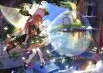  blush bubble_blowing dress fairy fairy_wings green_eyes hat long_hair mary_janes original pantyhose pointy_ears red_hair revision rifsom shoes solo striped striped_legwear tree vertical-striped_legwear vertical_stripes wings 